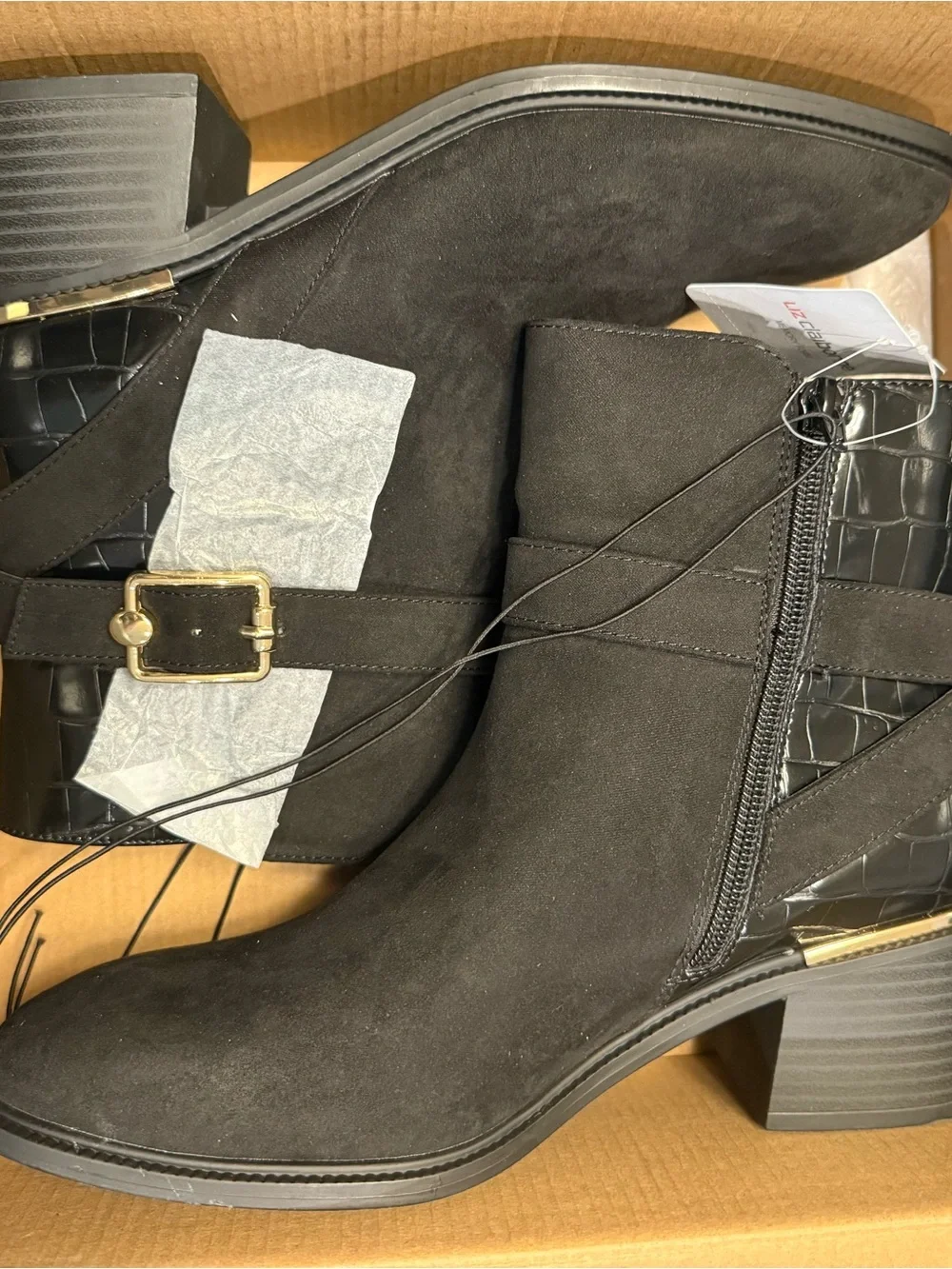 Liz Claiborne LC Emberly Black Suede Ankle Boots Women’s Size 8M New In Box - Picture 10 of 13